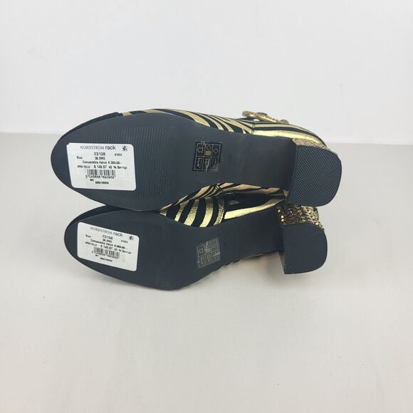 Kurt Geiger Women Zebra Print Black Gold Leather Stud Ankle Boots 6.5 - Picture 14 of 14